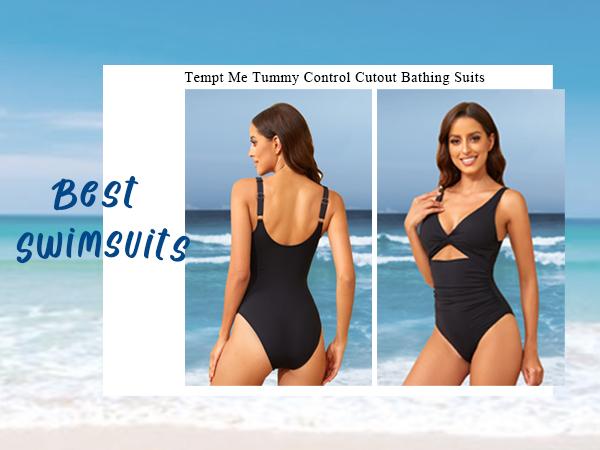 Tempt Me Women's One Piece Swimsuits Sexy Tummy Control Cutout Bathing Suits Ruched V Neck Twist Front Swimwear for Summer Beach Holiday Vacation