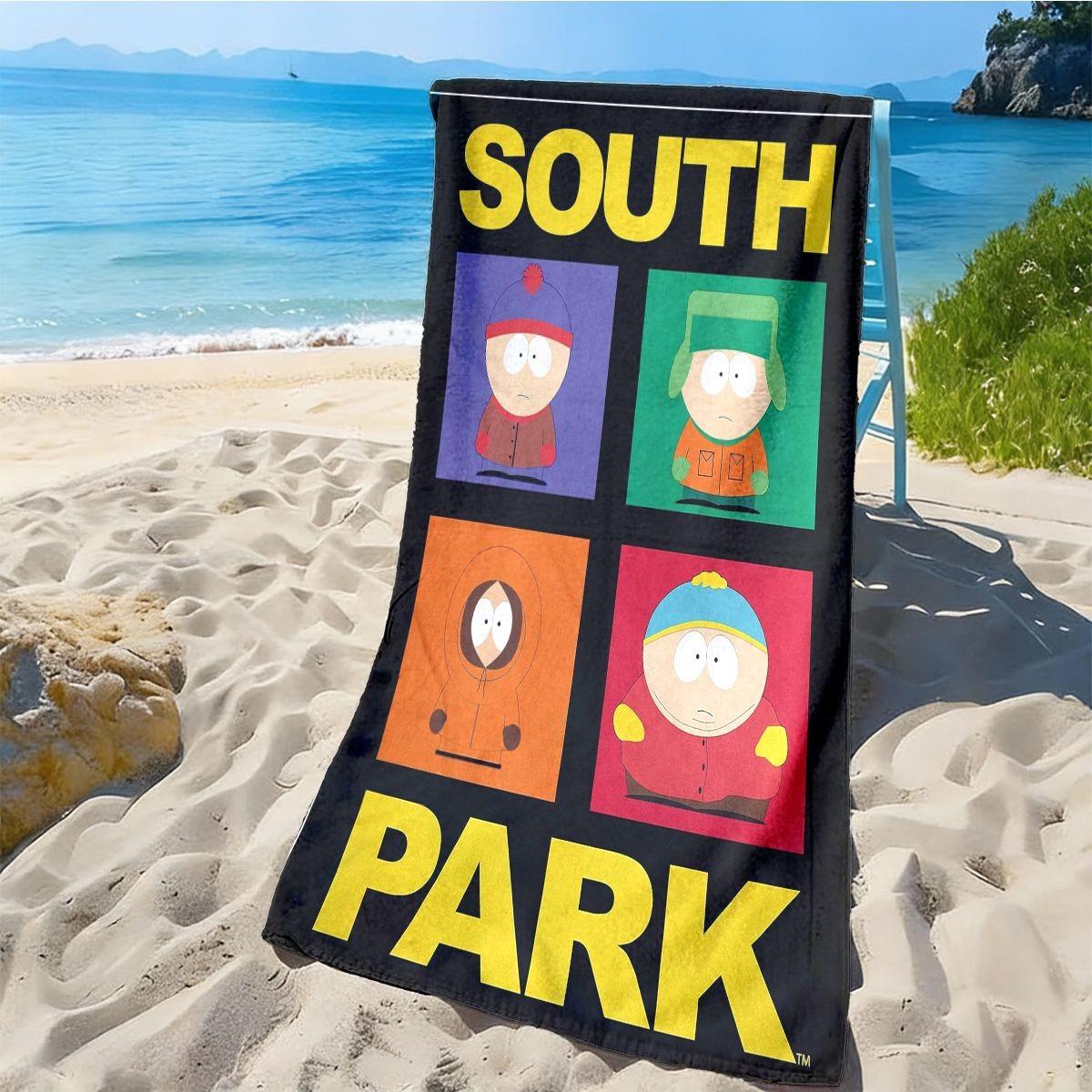 Southern Park Character Beach Towel, Quick-Dry Polyester, Sand-Resistant, Sunscreen, Large Bath Sheet, Surfing, Swimming, Yoga Essential