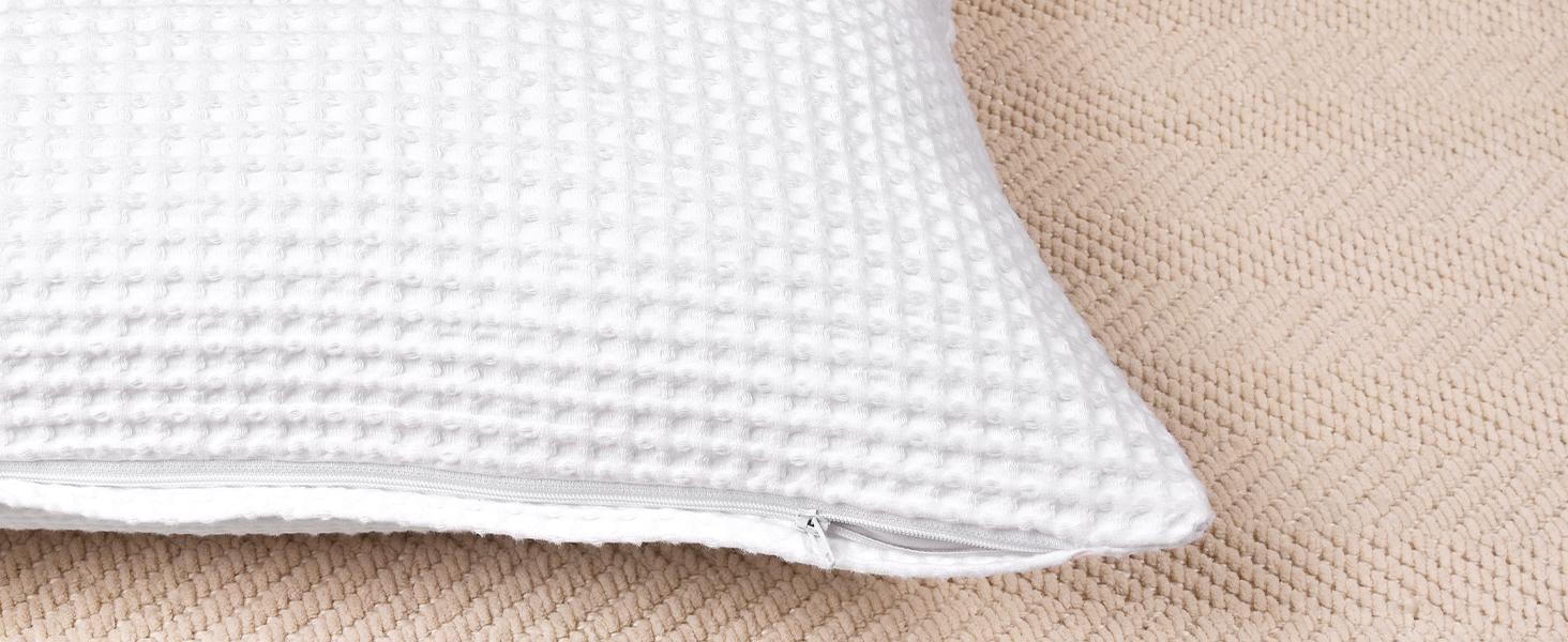 PHF 100% Cotton Waffle Pillowcases, 2 Pack Waffle Weave Euro Shams, Elegant Home Decorative Square Throw Pillow Covers for Bed Couch Sofa, No Insert