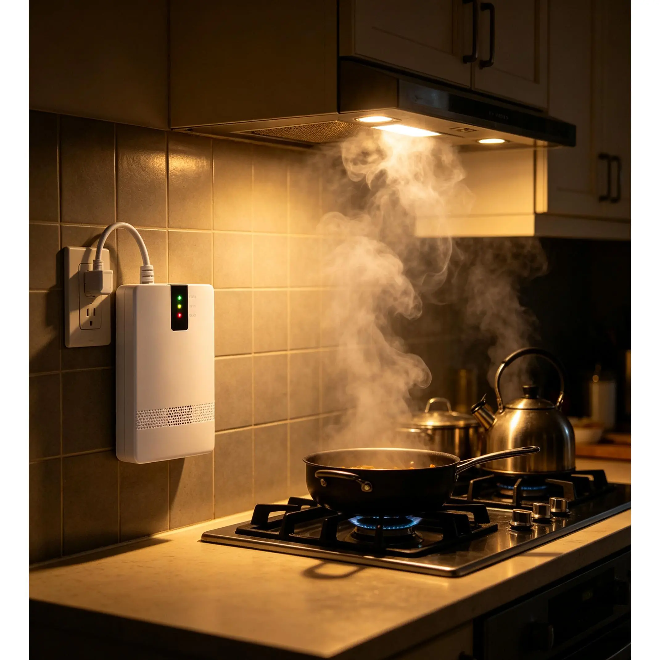 Plug-in Combustible Gas Leak Detector, 85dB Loud Alarm, Flame-Retardant ABS Sensor, Monitor Natural Gas, Methane & Propane for Kitchen Home Safety