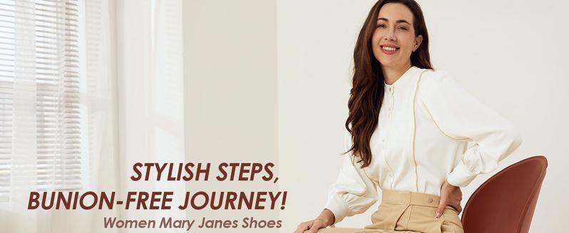 Ortho rest Women Mary Janes Shoes Accommodating to Bunion-Friendly Dress Shoes Low Chunky Heels Work Pumps