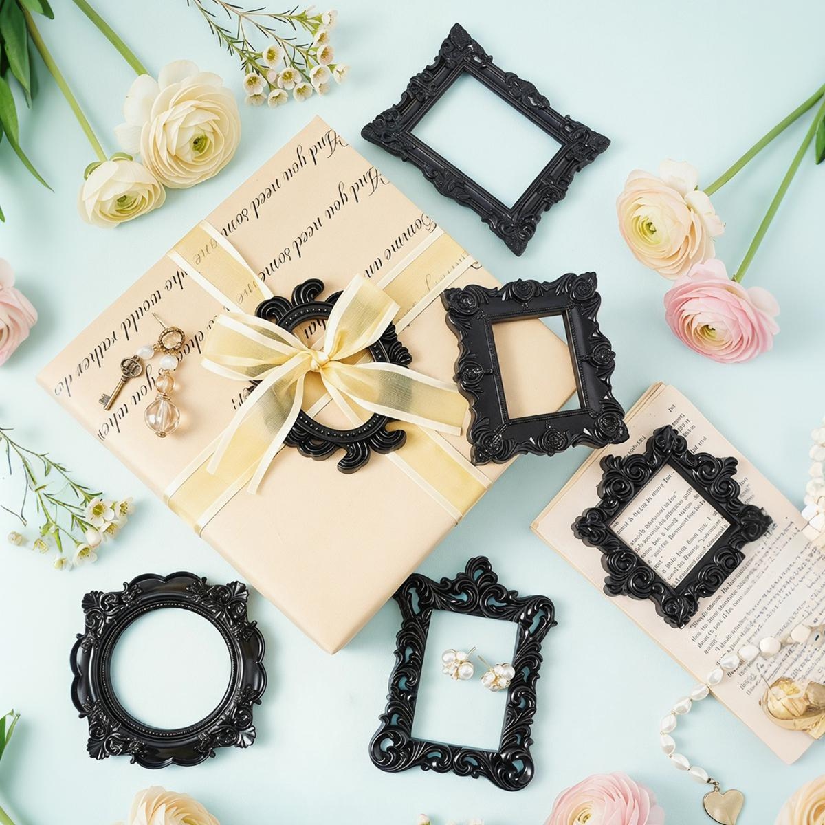 European Resin 3D Pattern Frame Decorative Item, Multiple Styles Available, Suitable for Various Scenes and Home Styles, Mini House Decoration, Holiday Atmosphere Decor, Gift Box Decor