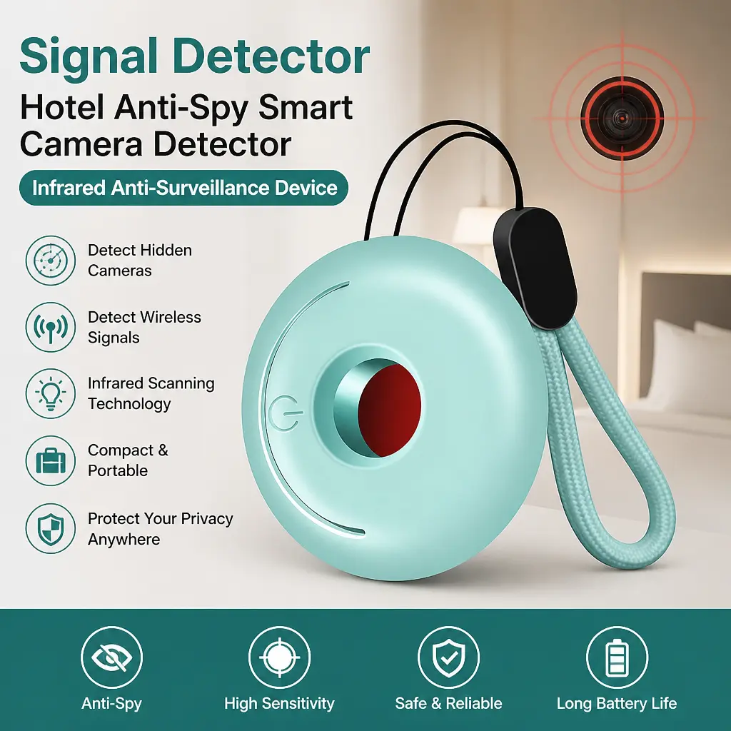 Portable Hidden Camera Detector, Anti‑Spy Infrared Scanner, Privacy Protector for Hotel Travel Anti‑Monitoring Camera Finder
