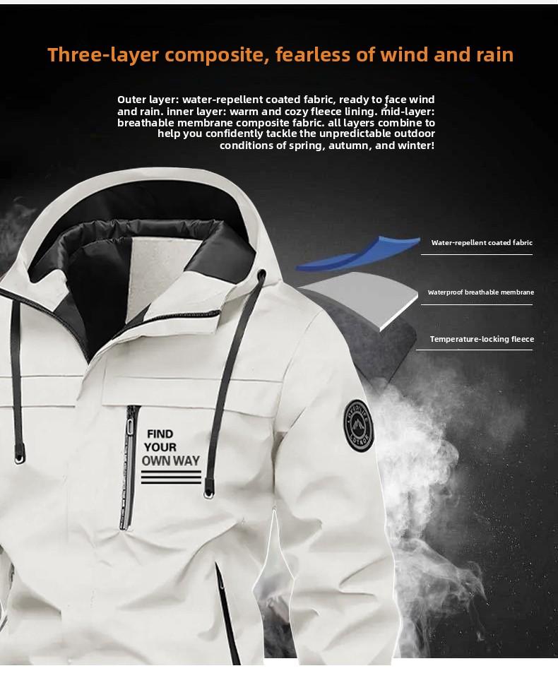 Men's Waterproof Windproof Hooded Outdoor Jacket - New Spring & Autumn Loose-Fit Sports Coat (Couple-Compatible Mountaineering Style)