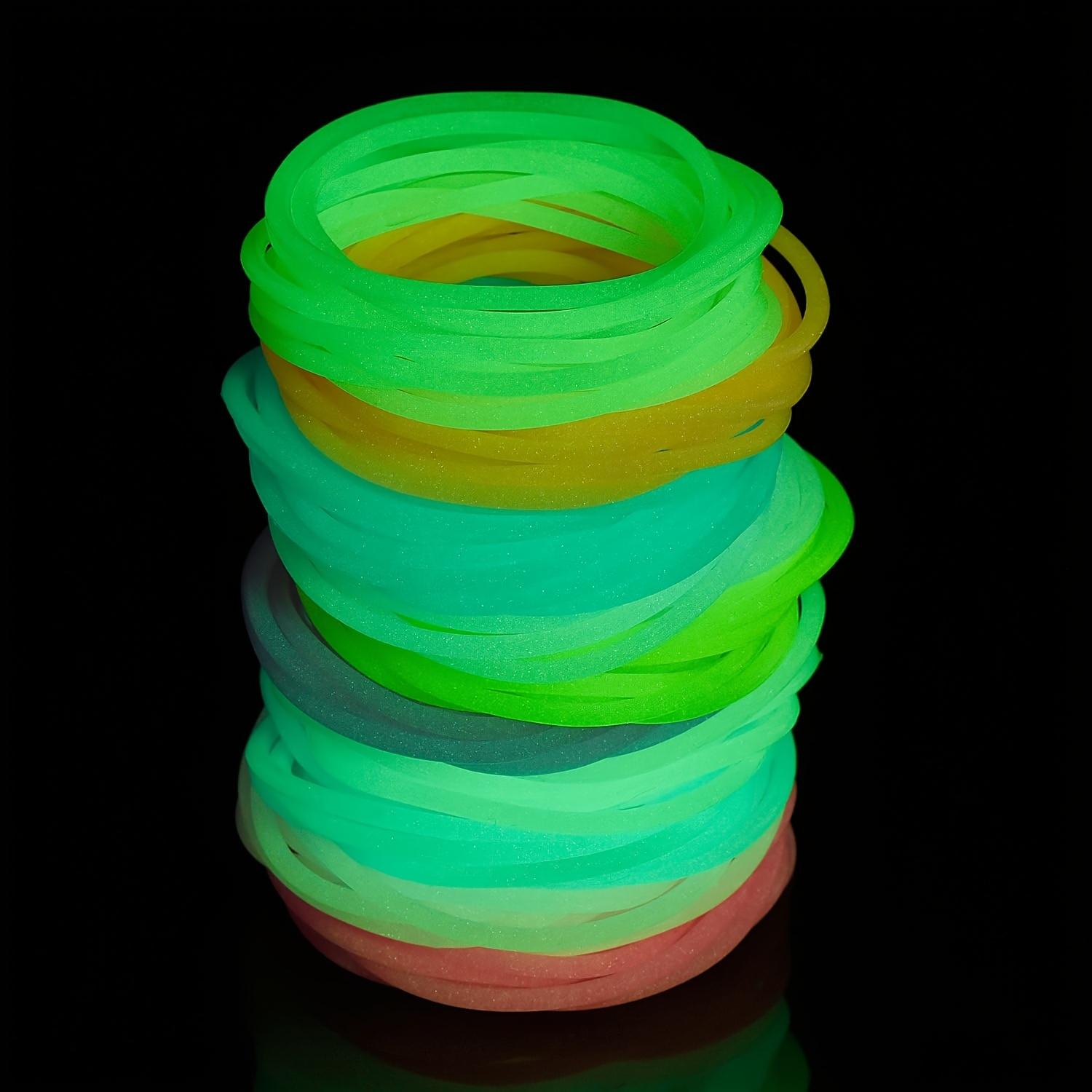 Gift for Her/Him 30 Pack Colorful Jelly Bracelets Rainbow Glow-in-the-Dark Elastic Gummy Bracelets Hair Ties Adult Glowing Party Favors (Random Color)