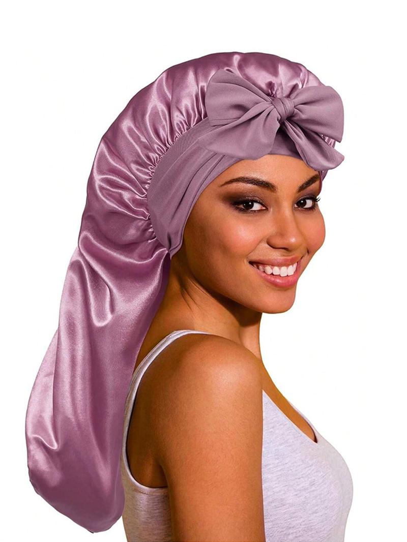 Women's Long Adjustable Hair Bonnet Satin Sleep Cap, Casual Fitted Hair Protection Hat, Suitable for Long Curly Hair, All Seasons Wear