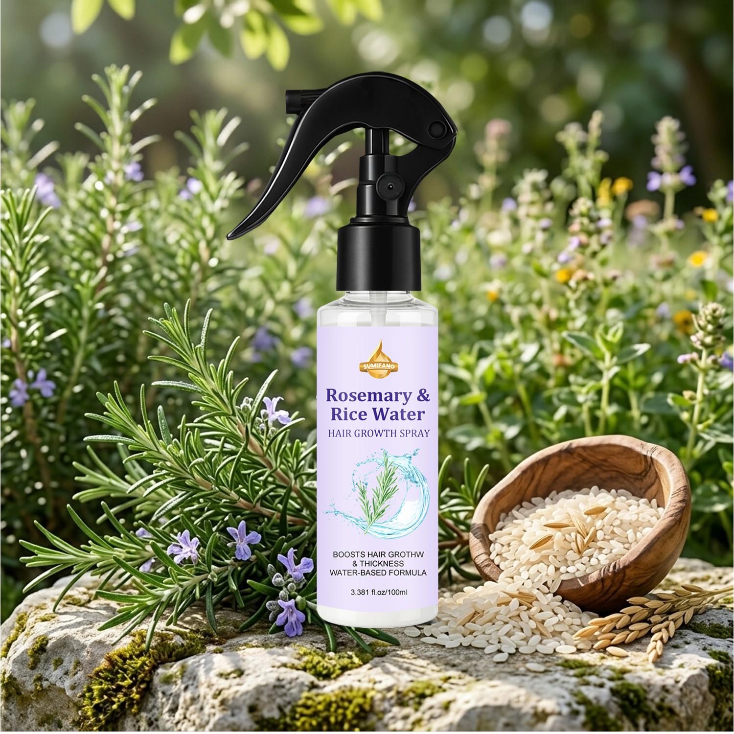 SUMIEANG Rosemary Rice Water Scalp Spray 100ml | Rosemary stimulates hair follicles + rice water nourishes hair roots, promoting hair growth | Water-based formula is refreshing and non-greasy, increasing hair volume and strengthening hair strands.