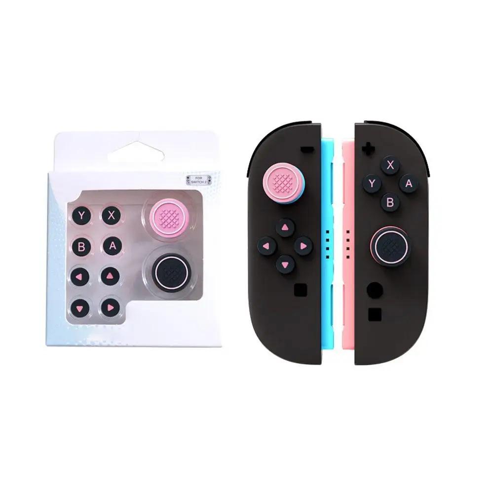 For Switch 2 Button Grips Caps Joystick Thumbsticks Cap+button Sticker Set Silicone Material Button For Switch2 Accessories
