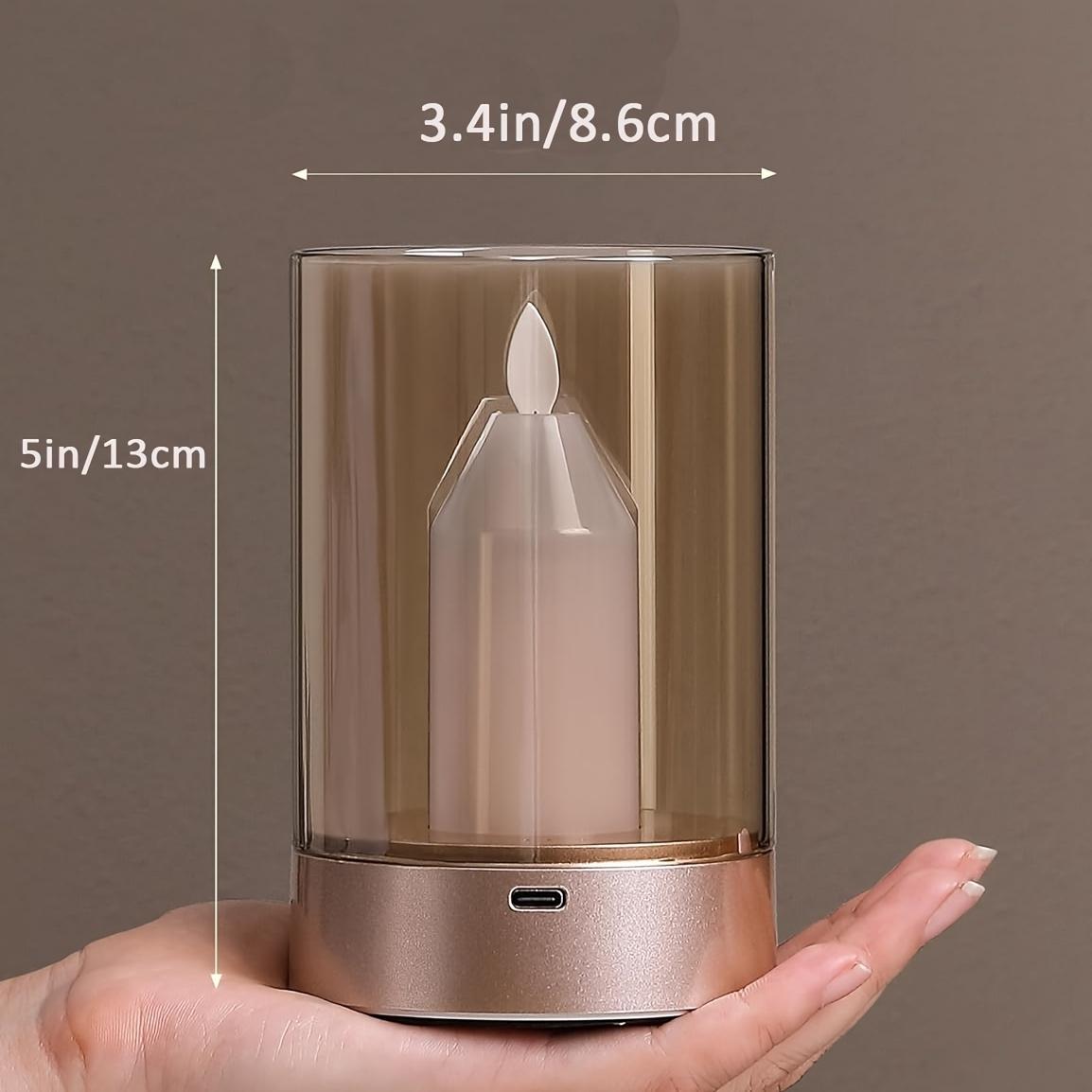 Small Candle Table Lamp Cordless Gesture Sensor Control Night Light Lamp Glass Flameless Candle Dimmable Table Candle Lantern Rechargeable Warm Light Lamp for Bedroom/Restaurant/Cafe