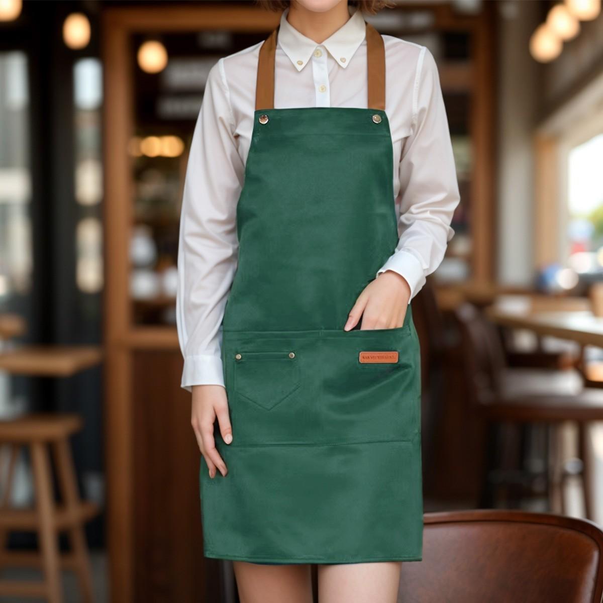 2-Pack Chef Apron, Adjustable Kitchen Café Work Apron, 2 Pockets, Unisex, Cooking Baking Restaurant Apron, All Seasons, Minimalist Style