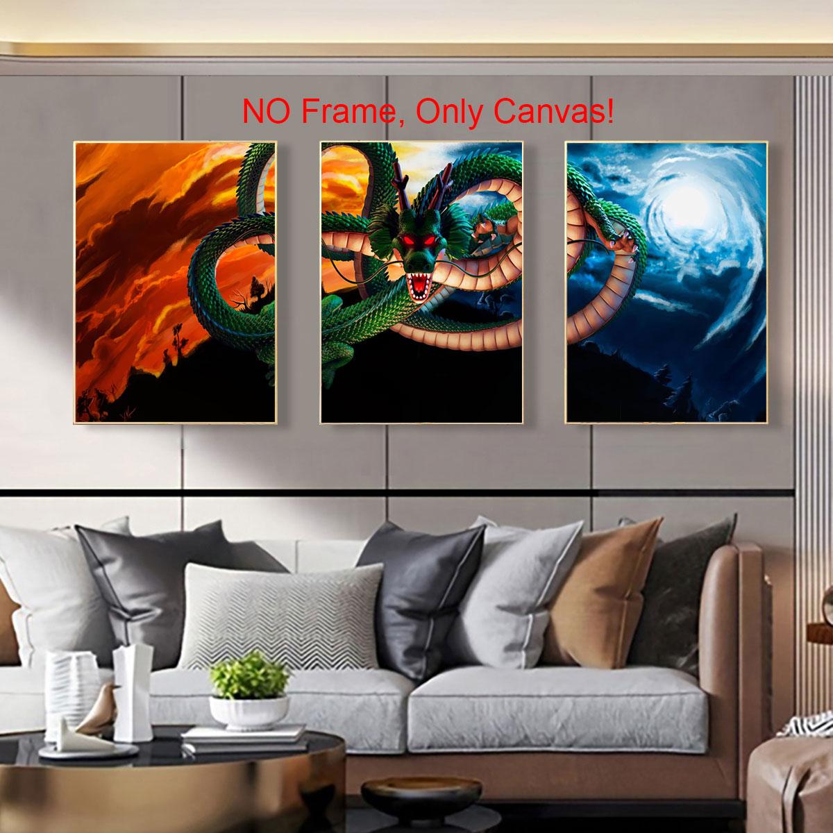 Dragon Pattern Modern Art Design Canvas Poster, 3 Counts/set Unframed Canvas Painting, Wall Decor for Home Living Room Bedroom Office
