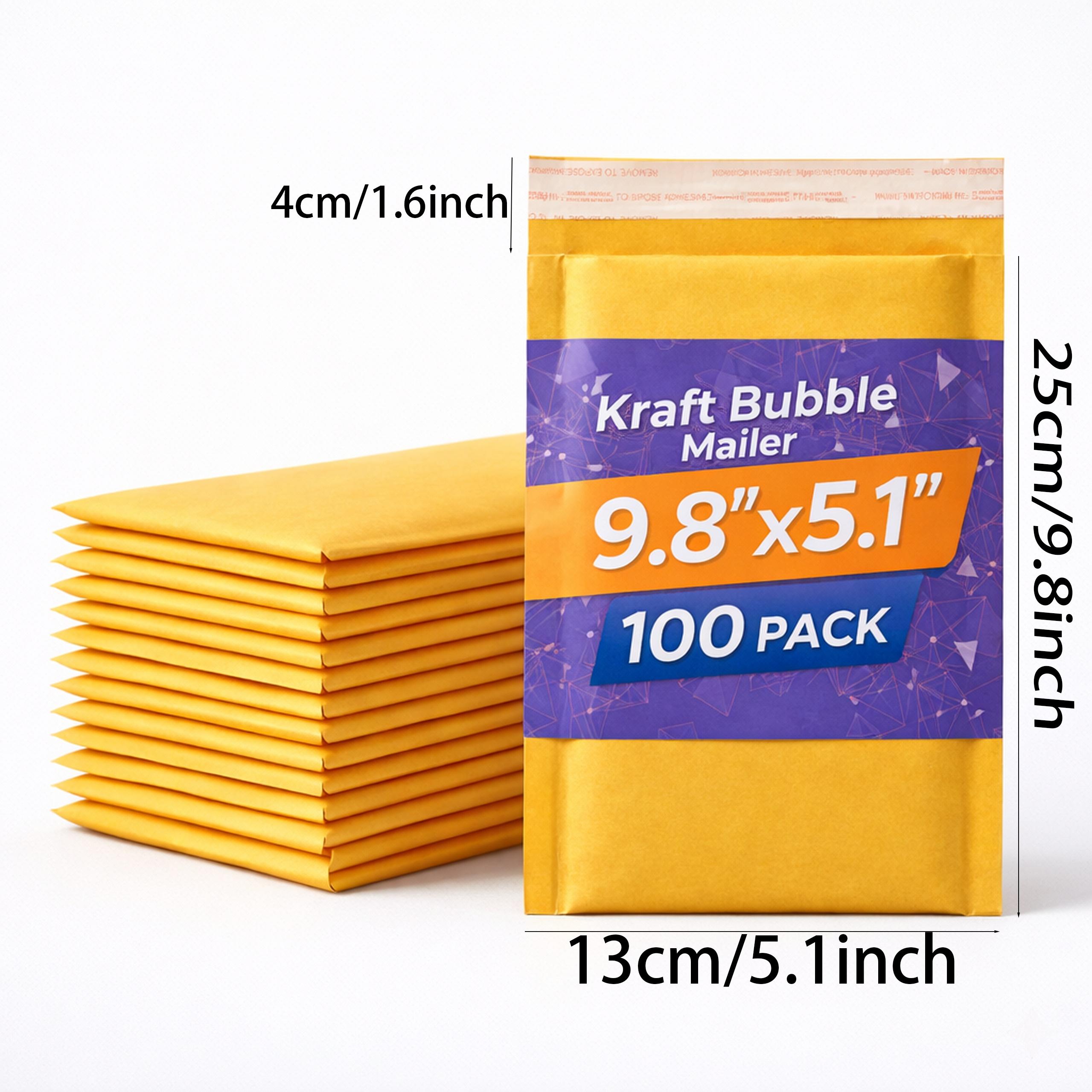 50/100 Pack 5.1x9.8 Inch Bubble Mailers - Heavy Duty Padded Mailing Envelopes with Self-Sealing Strip, Waterproof Poly Bags for Small Business Shipping & Daily Packaging
