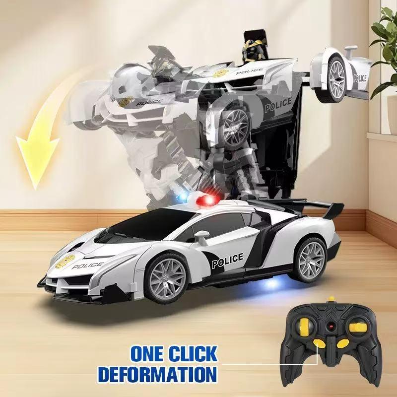 Cross-Border Remote Control Transformable Police Car Model, 1: Scale Lamborghini Veneno Design, Perfect for Collection and Gift