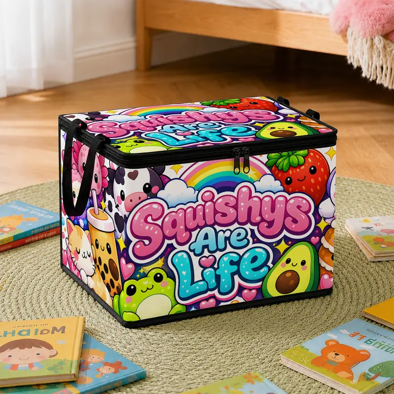 Cute Cartoon Large Capacity Storage Box, Soft Fabric Foldable Organizer ...