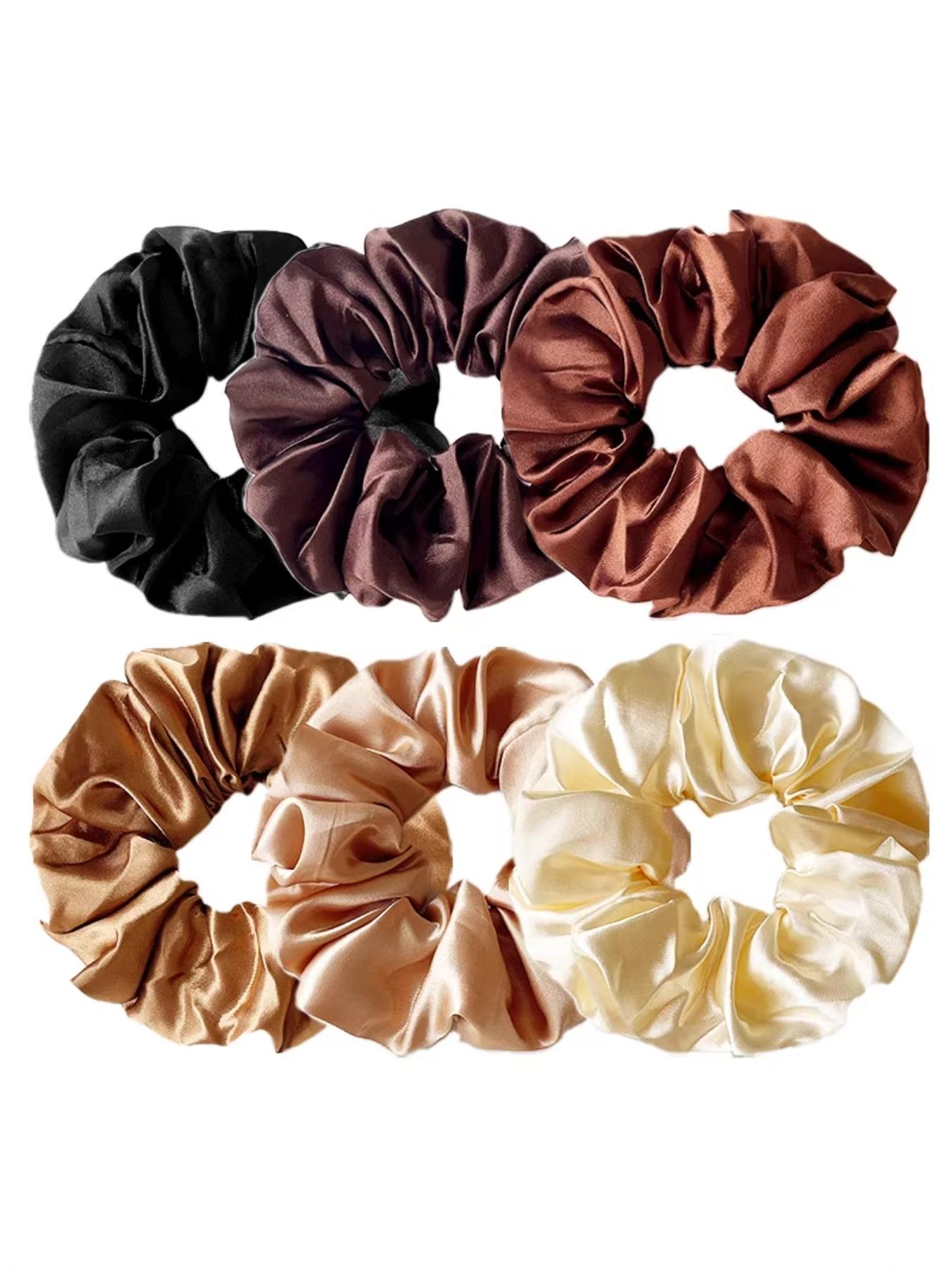 6-Pack High-End Chiffon Hair Ties, Effortlessly Captures Lazy Aesthetic, Perfect for Daily Commute, Simple and Gentle Design