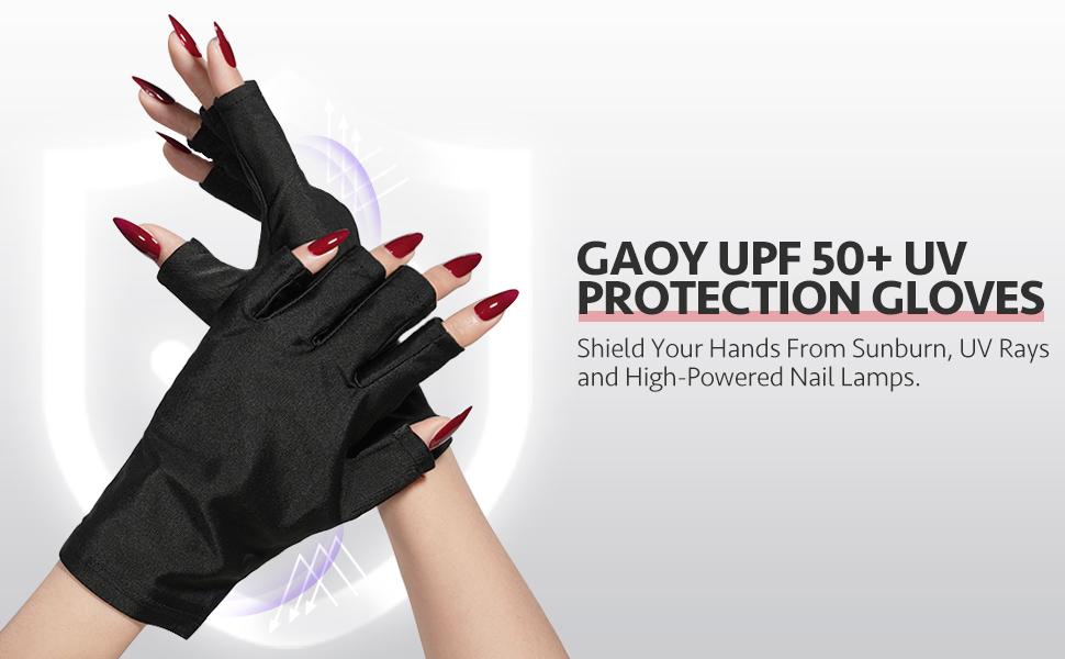 GAOY Anti UV Gloves for Gel Nail Lamp, Professional Fingerless UPF50+ UV Light Protection Gloves for Home DIY & Salon Use Nail Art Accessories GAOY Anti UV Gloves for Gel Nail Lamp, Professional Fingerless UPF50+ UV Light Protection Gloves for Home DIY & Salon Use Nail Art Accessories