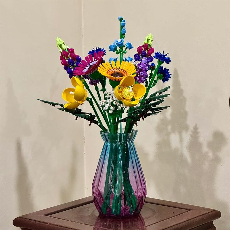 Artificial rose, orchid, wildflower DIY building block set -3D eternal flower model, Mother's Day home decoration, and holiday gifts