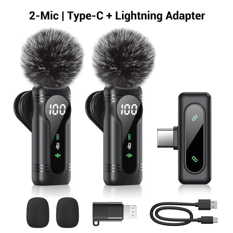 Mini Pro Wireless Lavalier Microphone for iPhone, iPad, Android, Usb Streaming Mic | Intelligent Noise Cancelling, Magnetic Rotating Clip, Long Battery Life | Ideal for Video Recording, Vlogging, Teaching, Interviews, Podcasts |