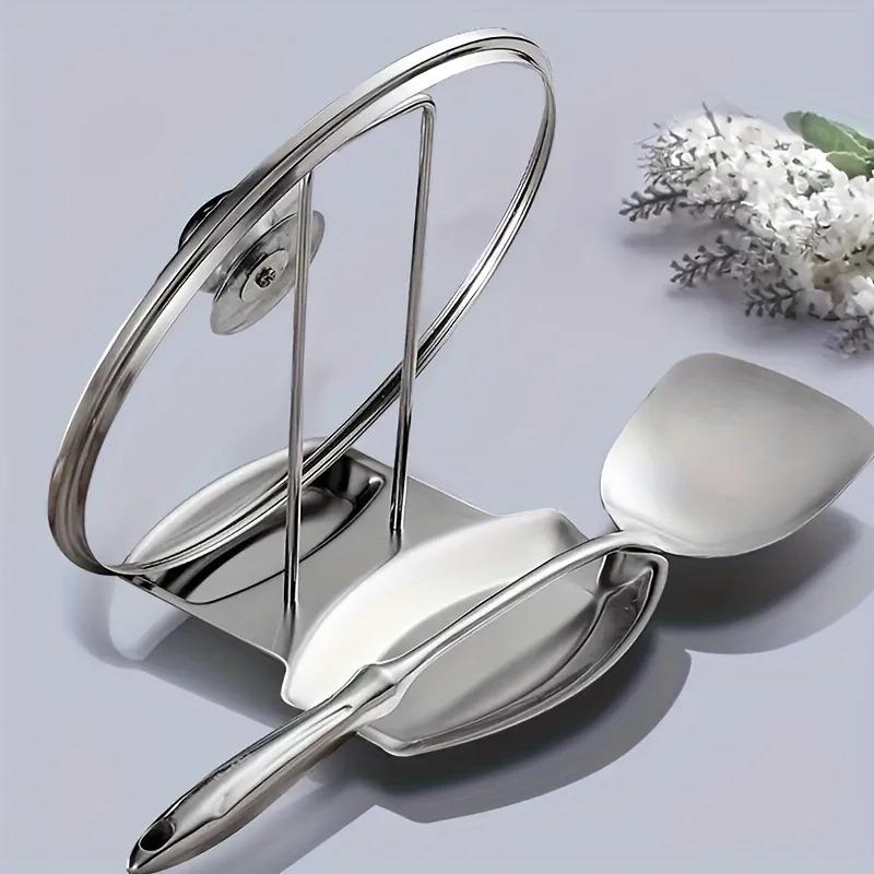 1pc Stainless Steel Pot Lid Holder with Detachable Drip Tray and Detachable Spoon Rest, Kitchen Sink Organizer for Thanksgiving, Christmas