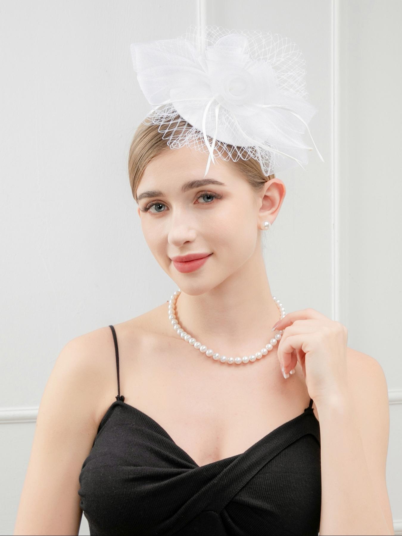7397 Women\'s Fascinators Veil And Retro Charming Mesh Hat With Lace 1pcs Women Lace Fascinator Veil Mesh Net Headpiece Party Hat  main image 3