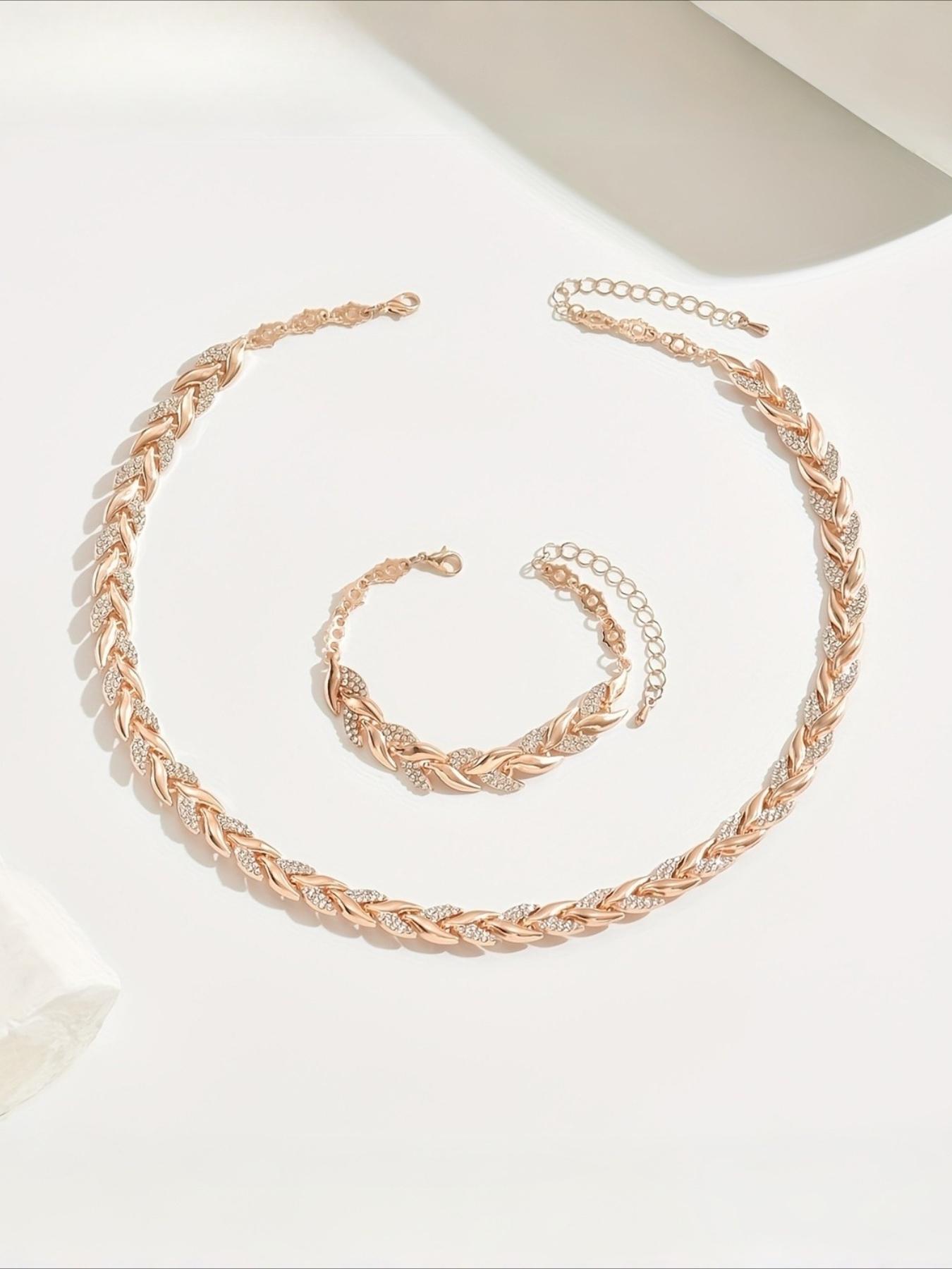 1 Bracelet and 1 Necklace / 1 Bracelet and 1 Pair of Earrings, Light Luxury Elegant Design with Glass Rhinestone Mermaid Fashionable Jewelry Set for Women, Suitable for Autumn and Winter Banquets and Daily Wear