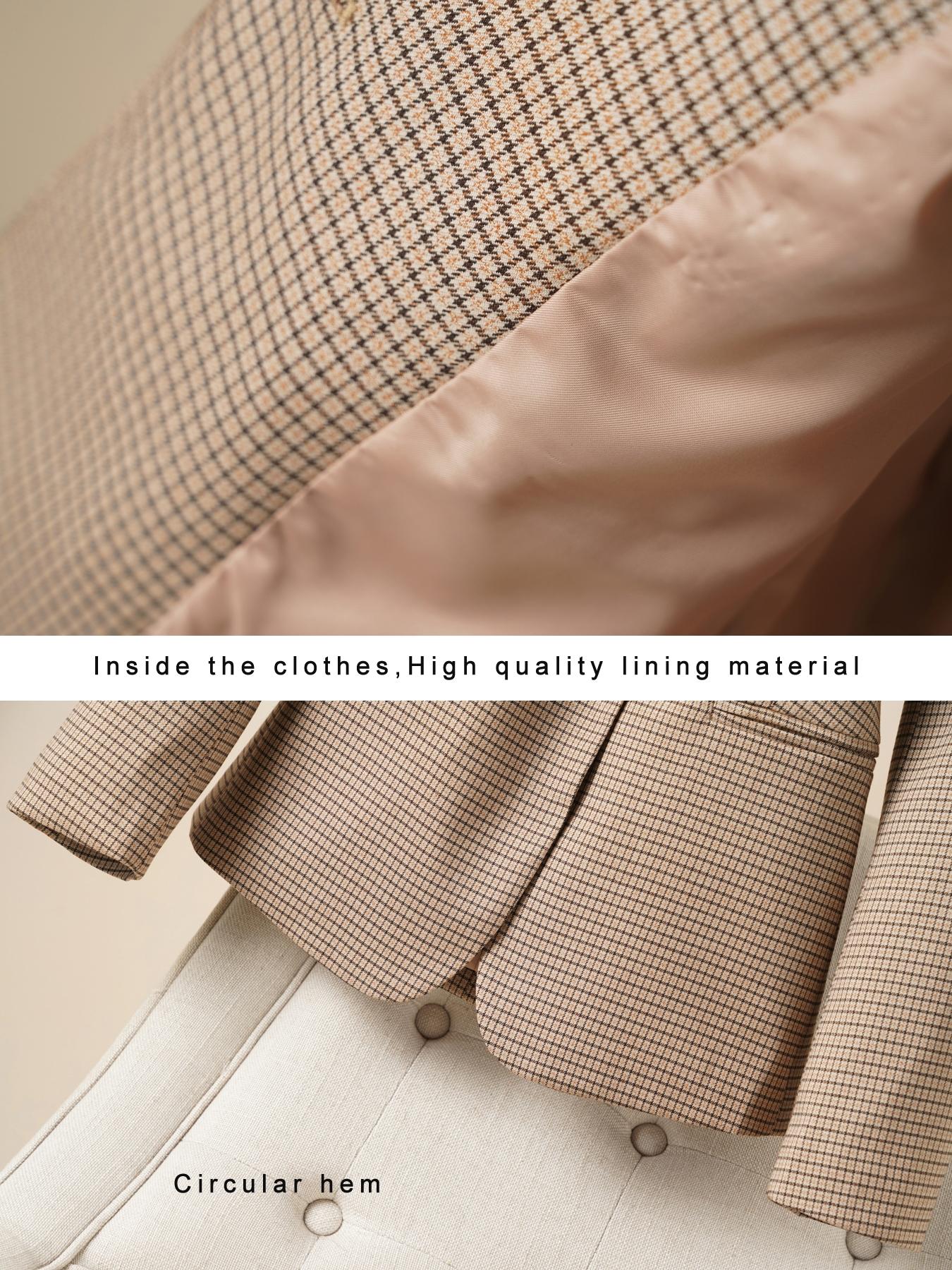 Women's Plaid Lapel Blazer Jacket, Spring & Fall Fashion Long Sleeve Office Wear, Casual Elegant Outerwear for Women, Business Attire Clothes