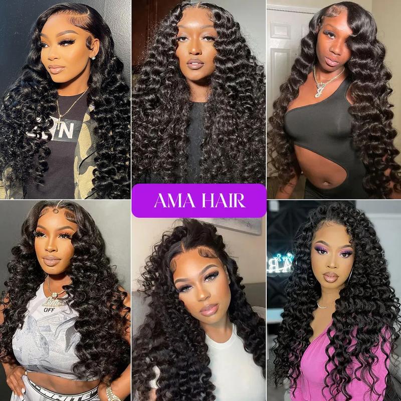 Ama Loose Deep Wave Bundles With Closure 4x4 inch Human Hair Bundles With Closure 3/4 Bunldes With Closure