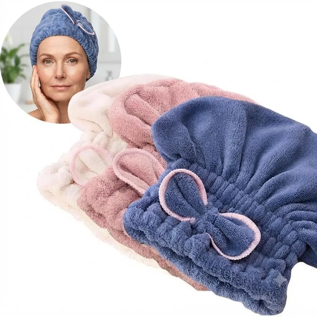 Microfiber Hair Towel Caps, Extrame Soft & Ultra Absorbent, Fast Drying Hair Drying Caps Towel Turban Wrap for Wet Hair Women Light Shiny SpringStatements