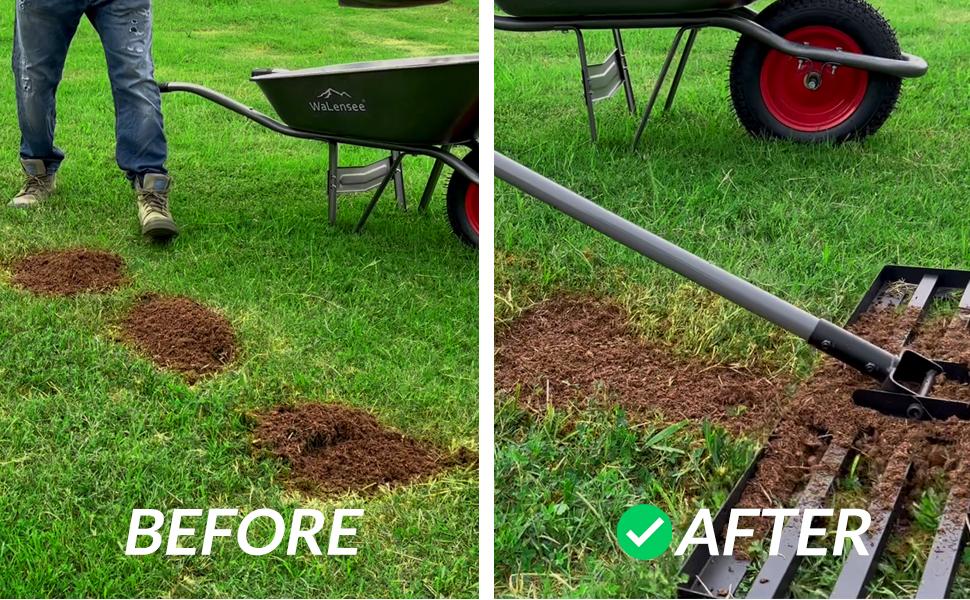 Walensee Lawn Leveling Rake – Heavy-Duty, Effort-Saving Lawn & Garden Tool – Fall Cleanup, Halloween & Black Friday Gift Idea