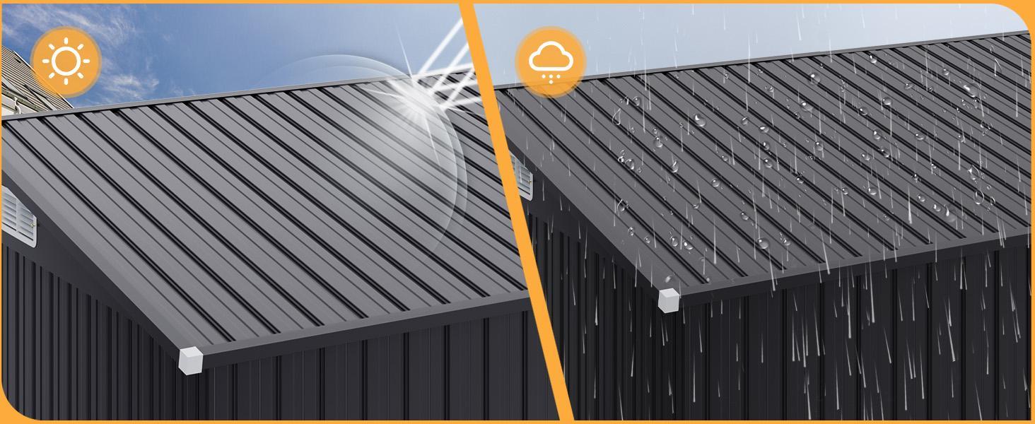 Aoxun 8'x4' Triple Door Shed Outdoor Storage Shed with Three Lockable Door for Easily Accessing Metal Storage Cabinet with Slopping Roof for Tools Bicycles Storage for Garden, Backyards (Black)-10