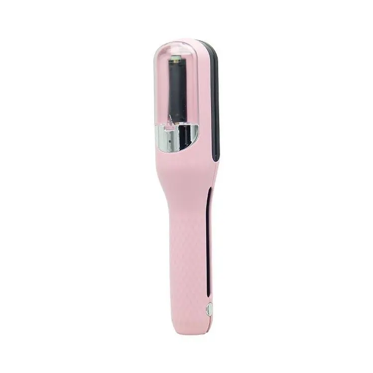 Cordless Split End Trimmer - Original Battery-Powered Household Hair Trimmer for Damaged, Fragile, Curly, Wavy, Straight Hair, Safe Snip Trim Ends Tool, Light Pink & Black, US Plug