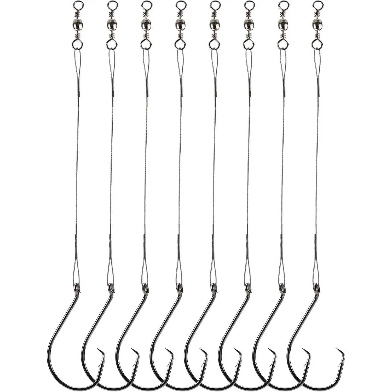 Fishing Circle Hooks Saltwater 50pcs Leader Hook Rigs for Catfish Bass With Offset Hooks