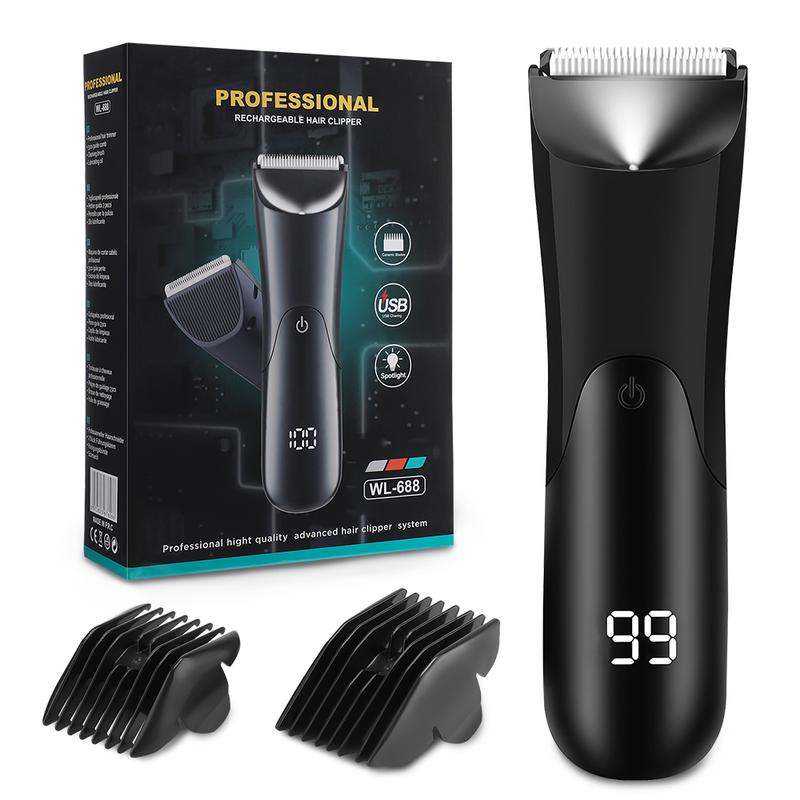 Electric Hair Trimmer for Men, Ceramic Digital Display Body Hair Grooming Tool, Hair Shaving & Styling Hair Razor, Rechargeable Trimmer