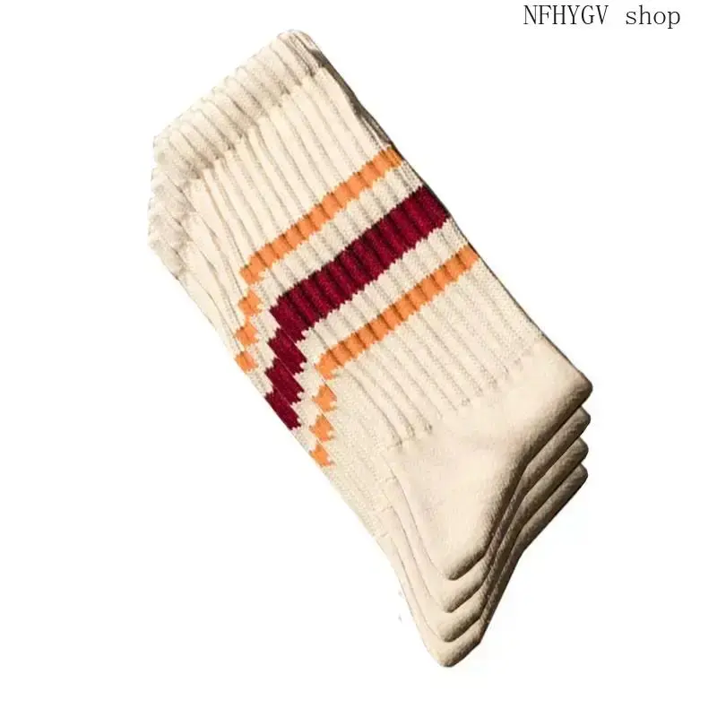 4 Pairs - Red and Orange Stripes