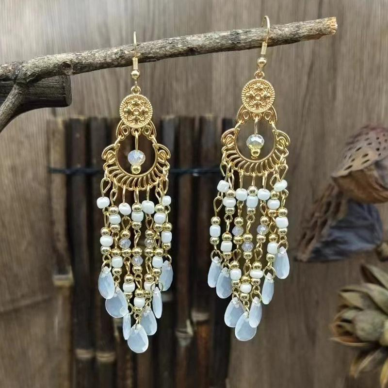 Ethnic Fringe Dangle Earrings Colorful Beaded Chandelier Style for Women’s Boho & Festival Fashion Turquoise & Gold Tone Drop Earrings for Beach Vacations & Festivals Long Fringe Drop Earrings for Bohemian Style, Parties & Vacation Wear campingessentials Ethnic Fringe Dangle Earrings Colorful Beaded Chandelier Style for Women’s Boho & Festival Fashion Turquoise & Gold Tone Drop Earrings for Beach Vacations & Festivals Long Fringe Drop Earrings for Bohemian Style, Parties & Vacation Wear campingessentials