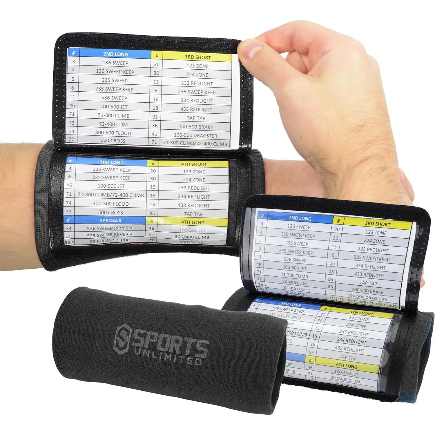 sportsSports Unlimited Adult Triple Wrist Coach, Football Wristbands for Plays, Baseball Wristbands, QB Arm Bands