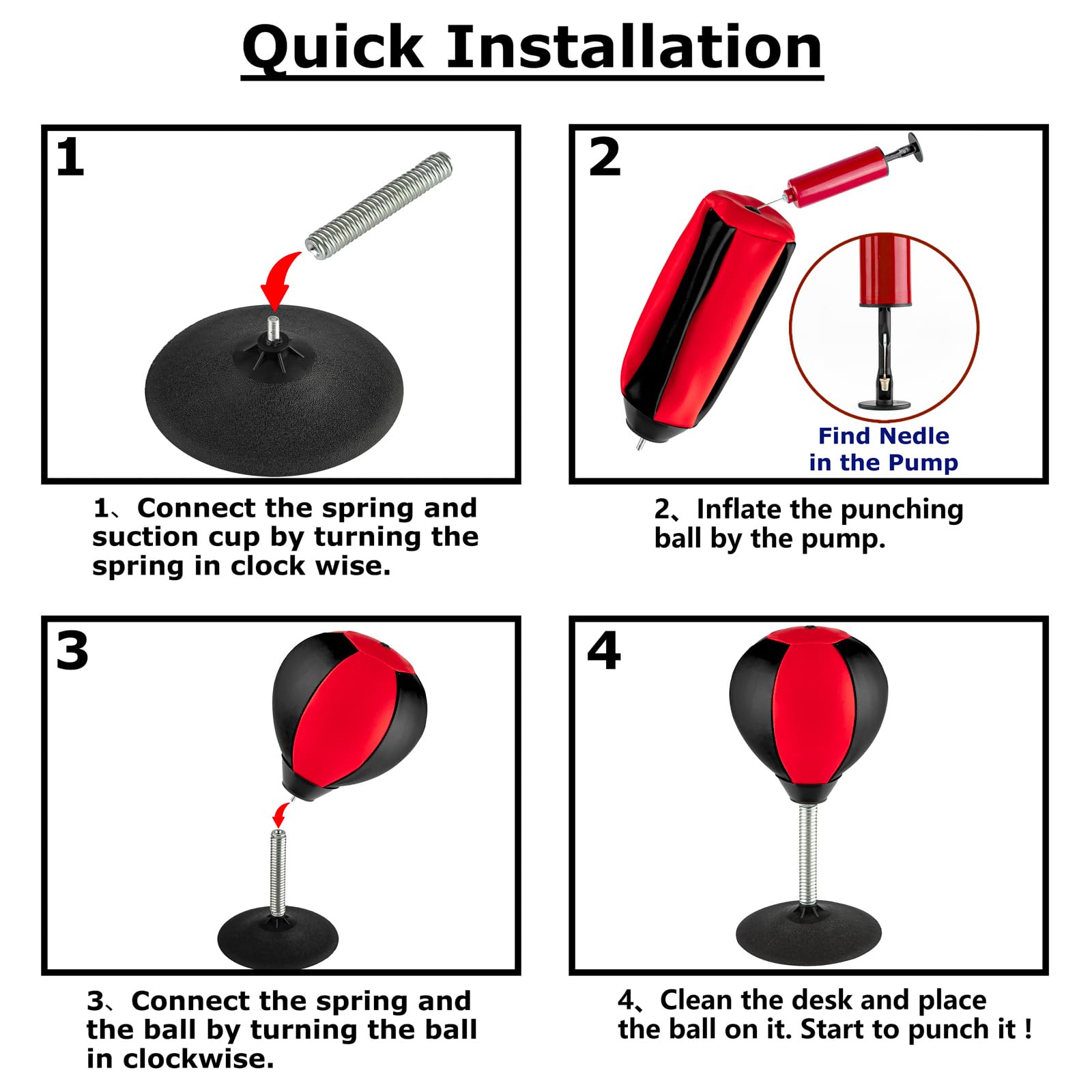 A high-quality PU leather desktop boxing speed reaction ball set: comes with suction cups and a pump, a stress-relieving and venting sandbag, suitable for beginners and enthusiasts to exercise at home Inflatable punching bag