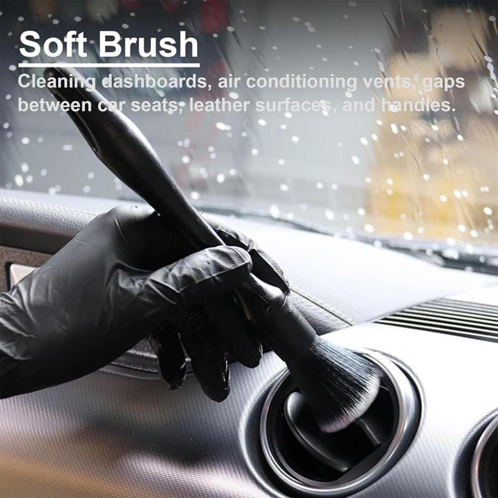 4-Counts Car Interior Cleaning Brush,Soft Professional Portable Brush for Car Interior Cleaning & Dust Removal,Cleaning Supplies,Car Detailing Products,Car Valeting Kit,Automotive