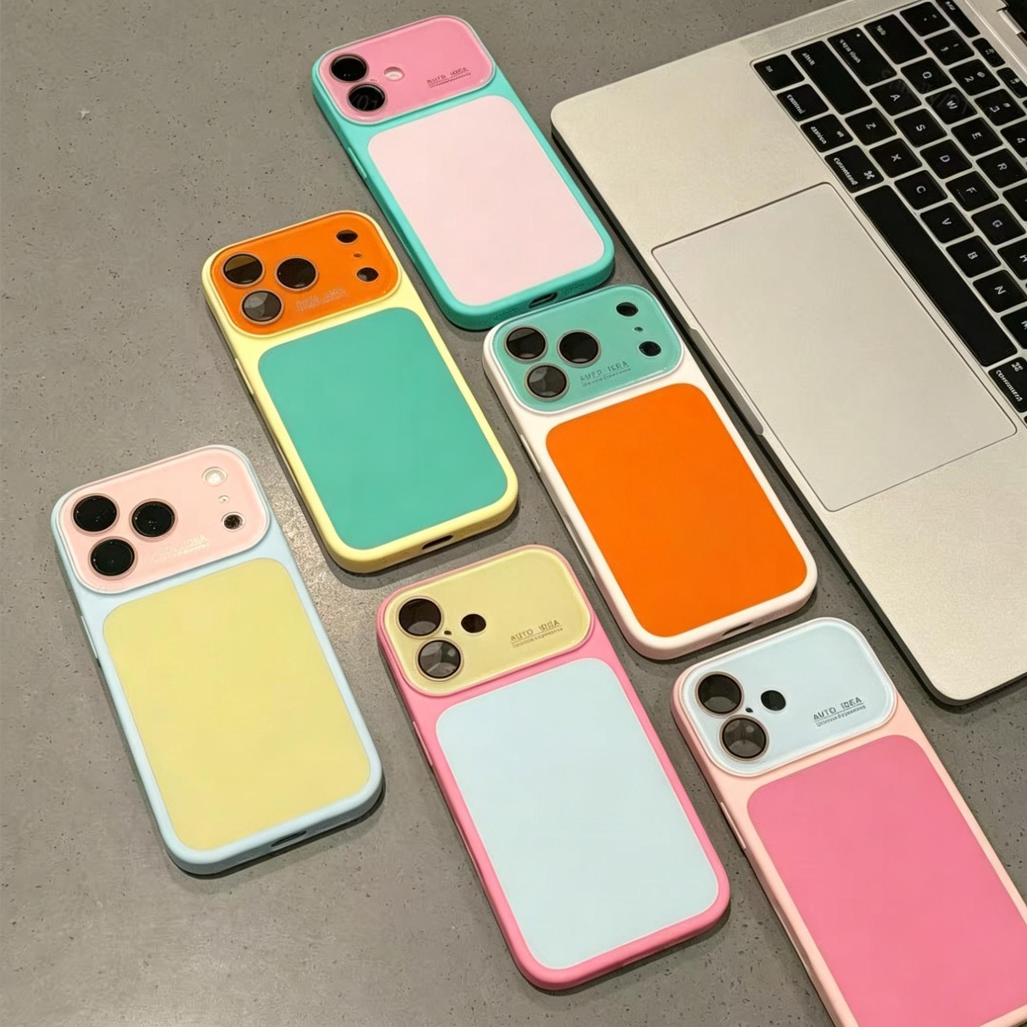 Dopamine Color Block Phone Case for iPhone 17/16/15/14/13 Pro Max - Soft Touch Minimal Aesthetic Shockproof Mobile Phone Accessory, Cute Multi-Color Everyday Protective Cover, Fits iOS iPhone Series, LU7, Accessories