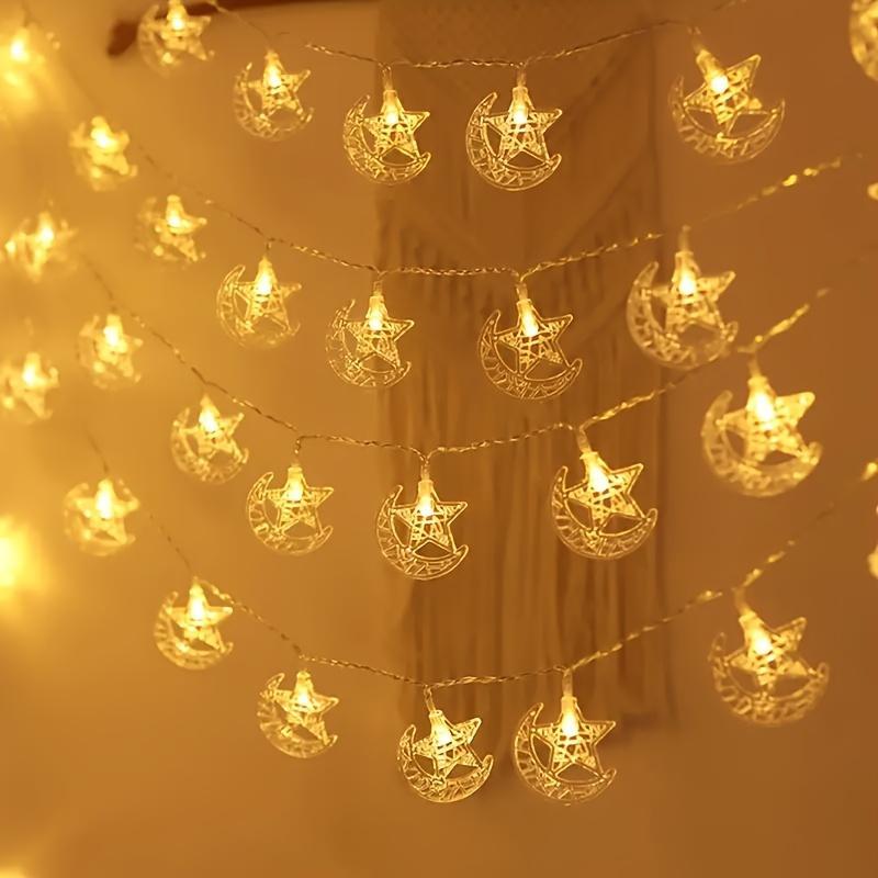 LED Star Moon Decorative Light String, Dynamic LED Lights, Ramadan Indoor Room or Bedroom Wall Decoration, Party Holiday Festival Ornament