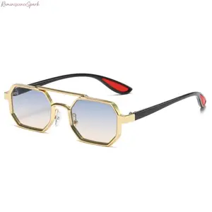 Men’s Geometric Aviator Sunglasses, Double-Bridge Metal Frame with UV400 Lenses, Sporty Durable Design, Ideal for Driving, Outdoor Sports, Cycling and All-Season Use
