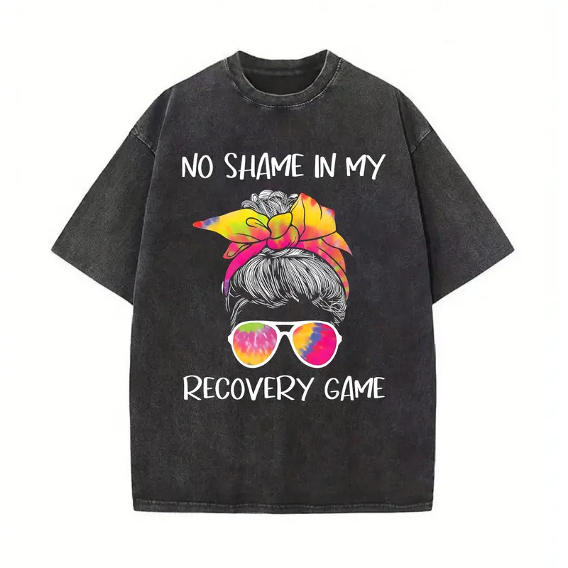 100% Cotton No Shame In My Recovery Game - Sobriety AA NA Anniversary T-Shirt