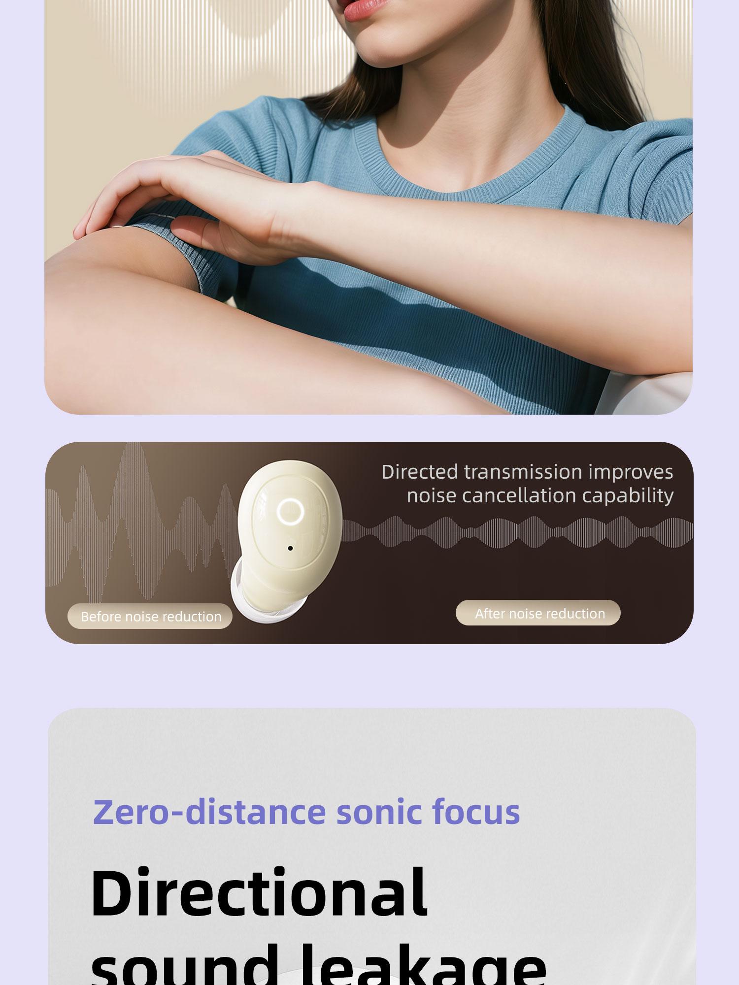 noise cancelling headphones Wireless Bluetooth Earphone, traveling gadgets Wireless Headphones Earphone Bluetooth-compatible 5.0 Headset With Mic,deep sleep noise reduction,Sports Earphones With Battery Display Multifunctional Earbuds Audio Yellow