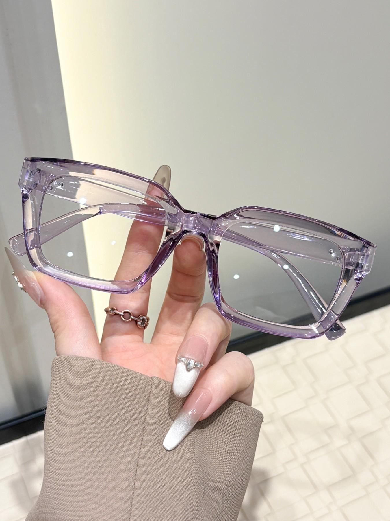 Women's Rectangular Casual Flat Mirror Glasses, Suitable for Office Commuting Daily Life, Simple Design, Perfect for Everyday Use