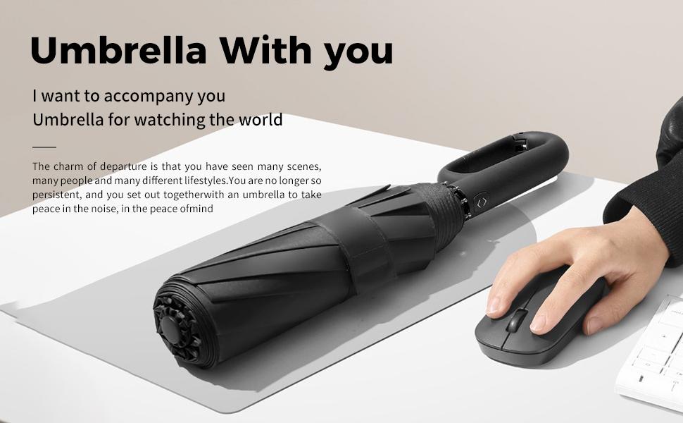 Ring Buckle Handle Automatic Umbrella, Thickened Reinforced Dual-Purpose Folding Umbrella for Two, Sunshade & Rainproof, 1pc