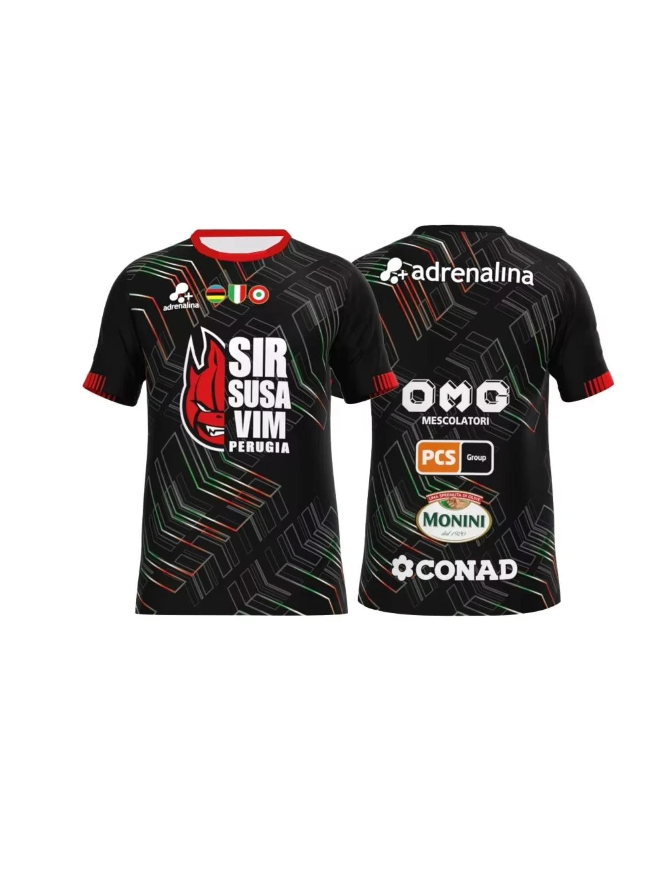 Italian Sir Susa Vim Perugia volleyball jersey T-shirt round neck quick-dry training wear breathable plus size top