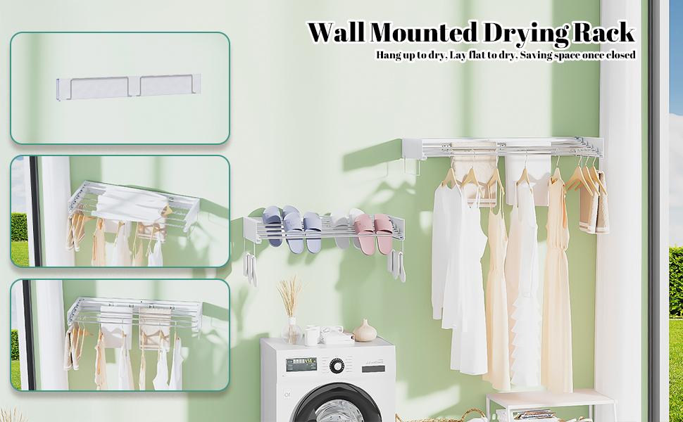 Wall Mounted Laundry Rack, Collapsible Clothes & Drying Rack for Indoor &, 60 lb Capacity, 31.5' Wide, 13.5 Ft, White Wall Mounted Laundry Rack, Collapsible Clothes & Drying Rack for Indoor &, 60 lb Capacity, 31.5' Wide, 13.5 Ft, White