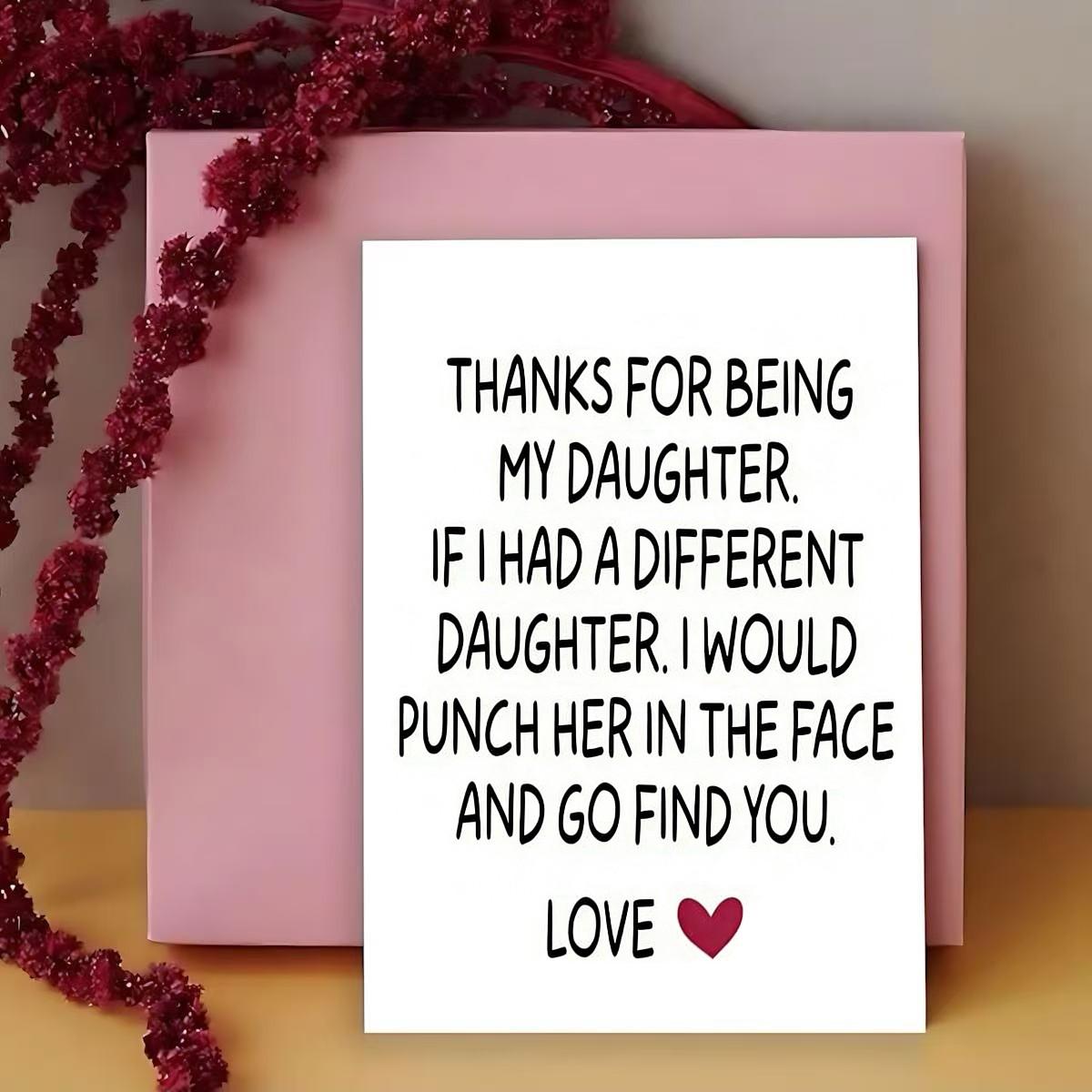 3pcs/7pcs Funny Rude Daughter Birthday Card with Envelope, Hilarious Sarcastic Humor Greeting Card, Blank Inside, Perfect Gift