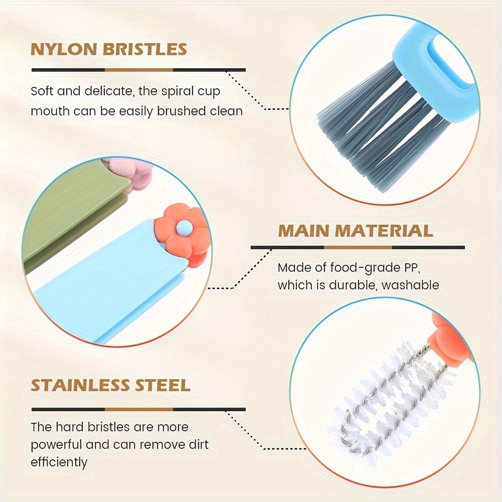 3-Piece Cleaning Brushes, New Bottle Gap Cleaning Brushes, Suitable for Bottle Gaps and Cups, Portable Cup Lid Cleaning Brushes with Brushes for Cleaning, Easy to Use, Great as Small Car Gifts