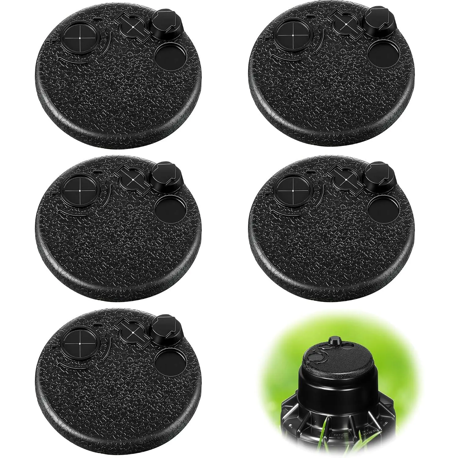 5 Pack Sprinkler Rubber  Cap Compatible with Hunter PGP Rotor | Sprinkler Cap  for Automatic Irrigation Water System, Black  Shut Off  Cover for Lawn, Yard, Outside